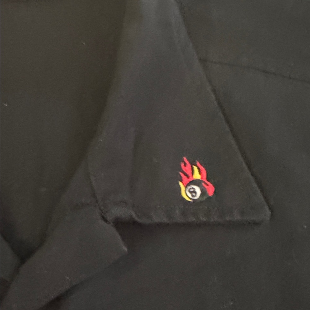 Black Flaming 8 Ball Rockabilly Short Sleeve Button Down Shirt Men’s sz Large - Picture 5 of 7